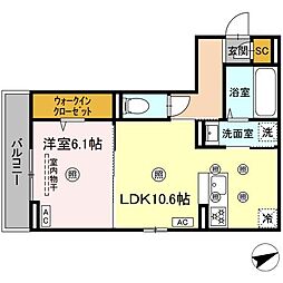 campanella船越 1LDKの間取図画像