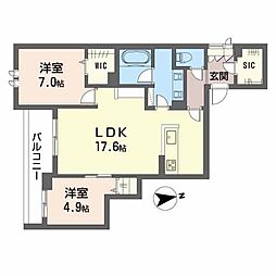 セ・メルヴェイユ 2LDKの間取図画像