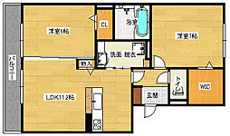 メルベーユ中筋 2LDKの間取図画像