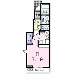リバティコート 1Kの間取図画像
