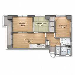 住吉144 3DKの間取図画像