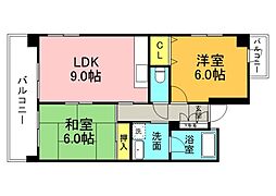 リビエーヌ宝町 2LDKの間取図画像