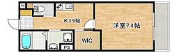 アレフガルド楽々園 1Kの間取図画像