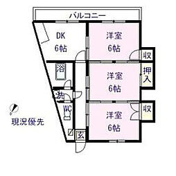 グリーンヴィラA棟 3DKの間取図画像