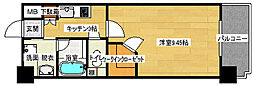 ロアール東白島 1Kの間取図画像