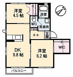モンパルナスU 2DKの間取図画像