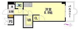 セントラルリバー祇園 ワンルームの間取図画像