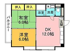 レジデンス古田 2DKの間取図画像