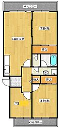 UR都市機構鈴が峰第5団地7号棟 3LDKの間取図画像