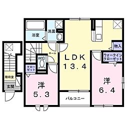 メゾン カルム 2LDKの間取図画像