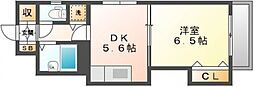 ラフィネ堺町 1DKの間取図画像