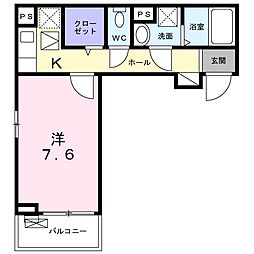 ルミナス蟹屋 1Kの間取図画像