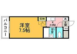 第3コーポふるや 1Kの間取図画像