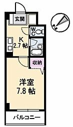 JRBハイツ横川 1Kの間取図画像