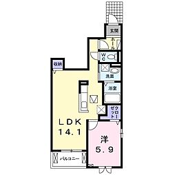 レゾンド3古市橋 1LDKの間取図画像