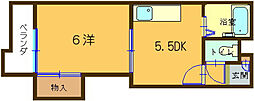 ジャルダンヒヤマ 1DKの間取図画像