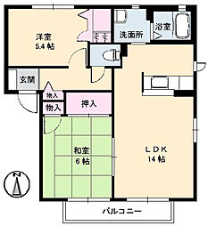 ハーブ上ヶ原2 2LDKの間取図画像
