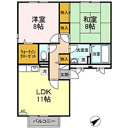 ラフィネ安芸 2LDKの間取図画像
