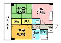 K.Nサクセス・フォート 2DKの間取図画像