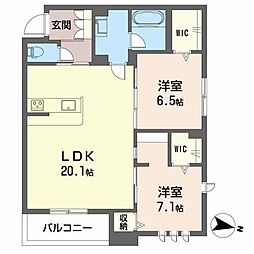 サニーウエスト 2LDKの間取図画像