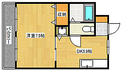 マンション渡辺 1DKの間取図画像