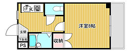 クレール谷本 1Kの間取図画像