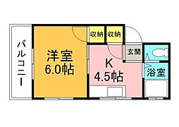 実森ビル 1Kの間取図画像