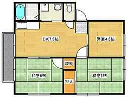 パナハイツ東原B 3DKの間取図画像