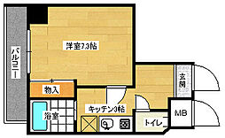 第18やたがいビル 1Kの間取図画像