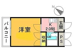 オクダビル1 1Kの間取図画像
