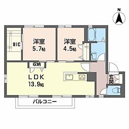 デミーオ城ケ丘 2LDKの間取図画像
