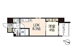 S-RESIDENCE観音本町 1LDKの間取図画像