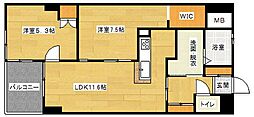 ベルコート東原 2LDKの間取図画像
