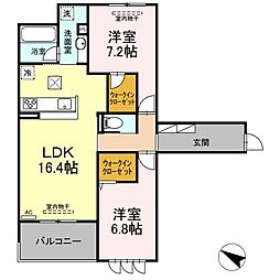 ブライテスト船越 2LDKの間取図画像