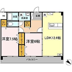 クレストテンマ 2LDKの間取図画像