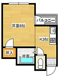 メゾン宇品 1Kの間取図画像