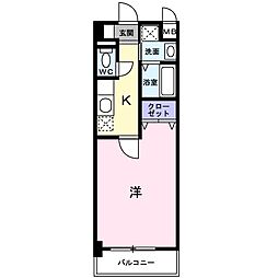 タウニーヒルズ2 1Kの間取図画像