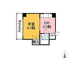 エレガンスビル 1Kの間取図画像