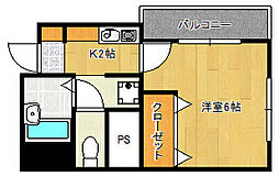 アクシス比治山 1Kの間取図画像