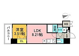 S-RESIDENCE観音公園aloria 1LDKの間取図画像