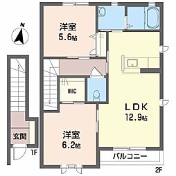 ウイングス緑井A 2LDKの間取図画像