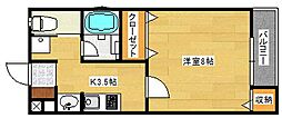 コーポさつき 1Kの間取図画像