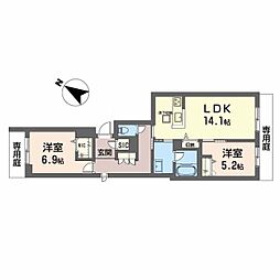 ミモザ コート 2LDKの間取図画像