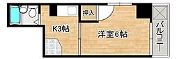 ウエストハイツ 1Kの間取図画像