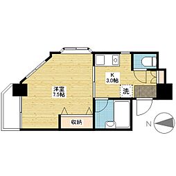 比治山エコテラス 1Kの間取図画像