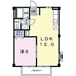 コーポ安芸 1LDKの間取図画像