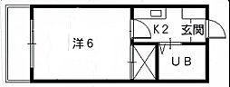 第二矢賀ハイム 1Kの間取図画像