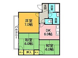 フレグランス中野 3DKの間取図画像
