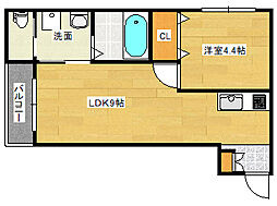 WISTERIA2 1LDKの間取図画像