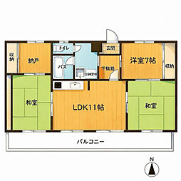 池尻ハイム舟入 3SLDKの間取図画像